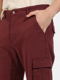 Campus Sutra Men's Poly Cotton Cuffed Hem Cargo Pant