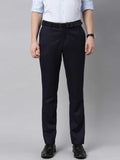 Lycra Blend Solid Regular Fit Mens Formal Trousers